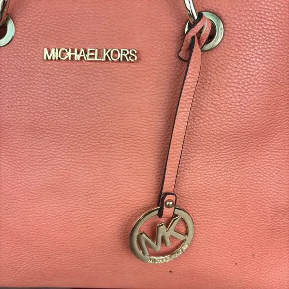 Michael Kors MK Satchel Hand Bag Shoulder Bag Peach Chain Cross Body Satchel - Picture 3 of 16